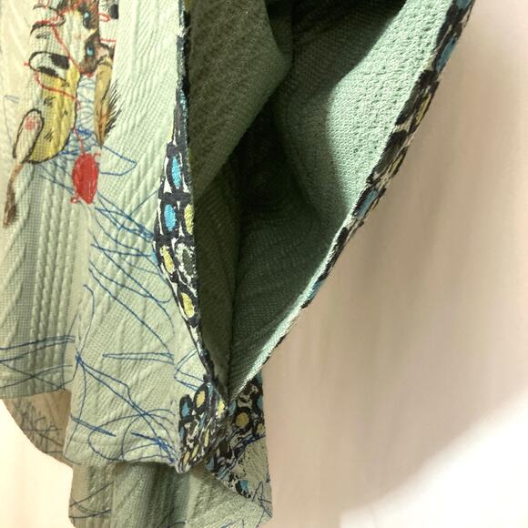 NWT Inoah Dog and Cat Pullover Cowl Neck Green Cable Knit Poncho Sweater Top - Picture 10 of 14